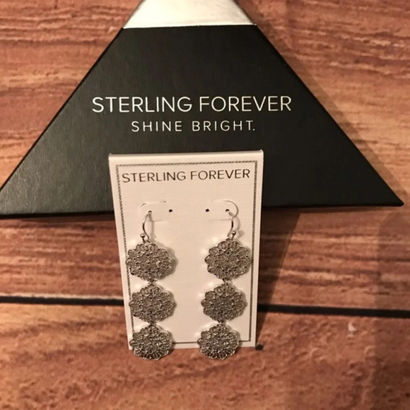 Sterling Forever Filigree Disk Dangle Earrings - Picture 3 of 7